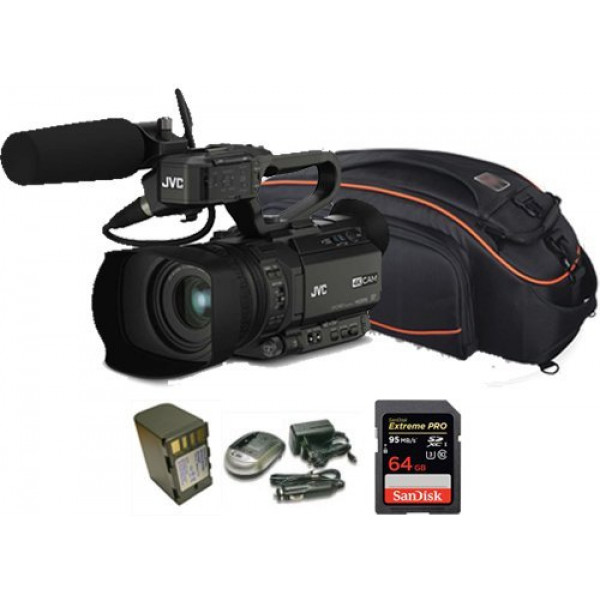 Kit Camcorder GY-HM170 JVC 4K ULTRA HD with handled, microphone JVC MIC-QAN0067 + 1 Battery + 1 Battery charger + 1 Memory Card Sandisk 64Gb 95Mb + Bag-31