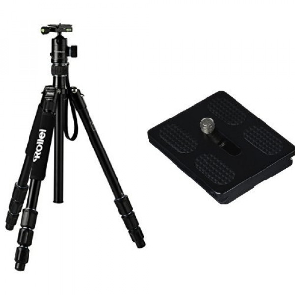 Rollei C5i Stativ + QAL-50 professionelle Schnellwechselplatte (inkl. Kugelkopf, Schnellwechselplatte und Stativtasche, Umbau zum Einbeinstativ möglich Arca Swiss) schwarz-31