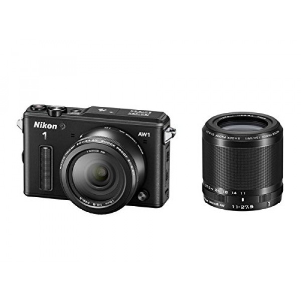 Nikon 1 AW1 Systemkamera (14,2 Megapixel, 7,6 cm (3 Zoll) TFT-Display, Full HD, HDMI, wasserdicht) Kit inkl. 11-27,5mm und 10mm Objektiv schwarz-315