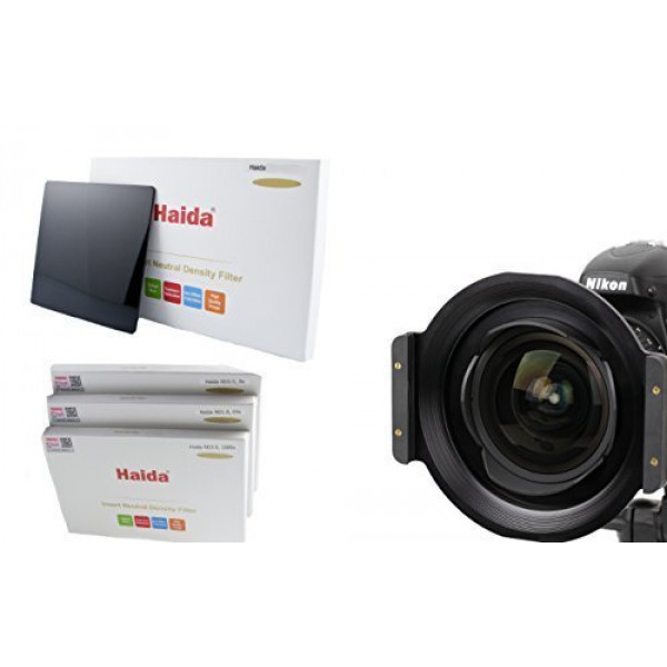 Haida Optical Neutral 3er Graufilter Set für Nikon AF-S Nikkor G 1:2.8/14-24mm ED Vollmetall Filterhalter mit 3 verschiedenen ND Filtern in der Größe 150 mm x 150 mm ND0.9 (8x) / ND1.8 (64x) / ND3.0 (1000x)-36