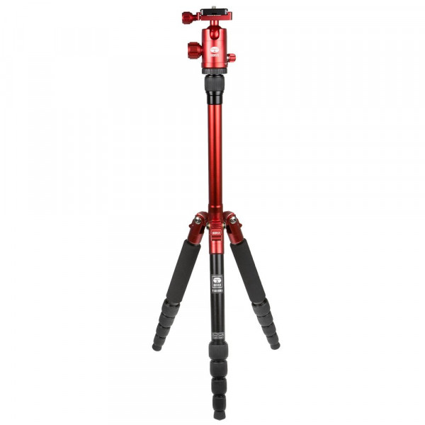SIRUI T-005X Traveler Ultralight Dreibeinstativ + C-10S Kugelkopf (Alu, Höhe: 130cm, Gewicht: 0,83kg, Belastbarkeit: 4kg) rot-35