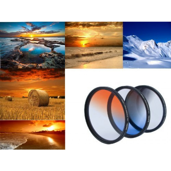 3er Verlaufsfilter Set (Blau, Grau, Orange) für Digitalkameras Filterdurchmesser 82mm Inkl. passendem Filtercontainer-38