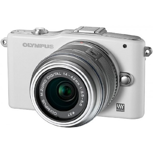 Olympus Pen E-PM1 Systemkamera (12 Megapixel, 7,6 cm (3 Zoll) Display, bildstabilisiert) weiß mit 14-42mm Objektiv silber-35