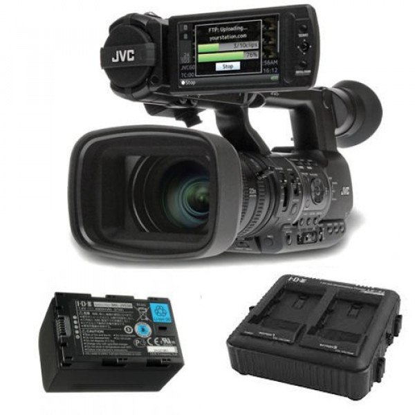 Kit JVC Camcorder GY-HM600E + 2 Lithium-Ionen-Akku SSL JVC50 IDX + 1 Dual-Ladegerät LC-2J IDX-31