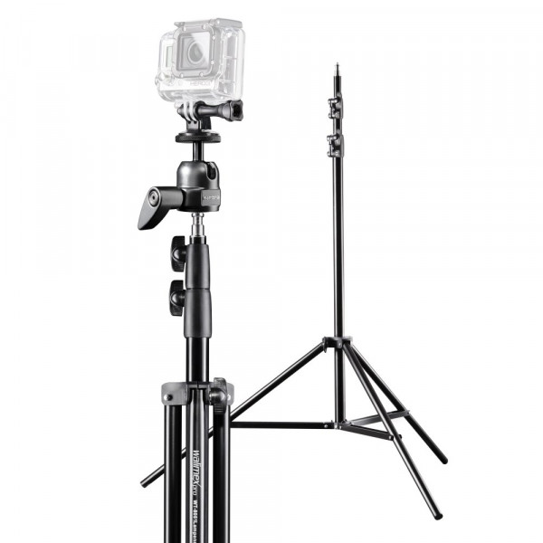 Mantona Group Selfie Set für GoPro Hero inkl. Lampenstativ/Kugelkopf/GoPro Stativadapter mit 1/4 Zoll Gewinde-310