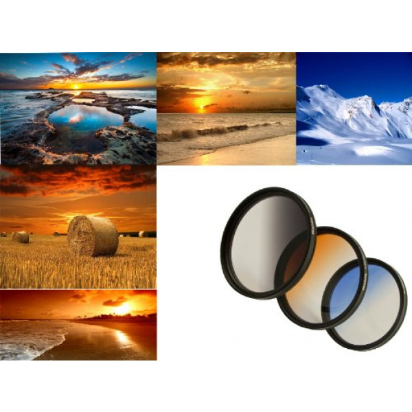 3er Verlaufsfilter Set (Blau, Grau, Orange) für Digitalkameras Filterdurchmesser 77mm Inkl. passendem Filtercontainer-38