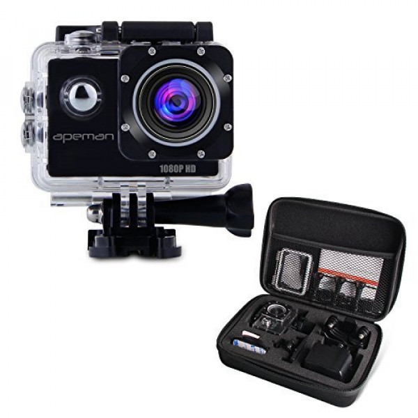 APEMAN Full HD Action Kamera 1080P Sports Camera Cam 170° Weitwinkel-Objektiv mit Transporttasche und Zubehör Kit-39