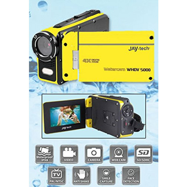 Jaytech 77007408 Wasserkamera (WHDV 5000, 5 Megapixel, CMOS Sensor, Full HD, 1920x1080p) gelb-37