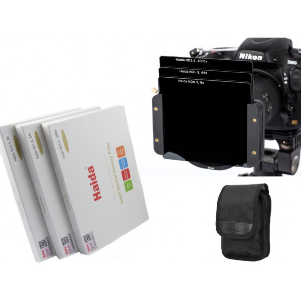 Haida Optical Neutral 3er Graufilter Set 84 mm x 95 mm für Cokin P System Bestehend aus ND0.9 (8x) / ND1.8 (64x) / ND3.0 (1000x) Inkl. Haida Filtertasche-35