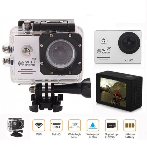 Xf-fly® SJ7000 WIFI Action Sport Waterproof Camera Video Full HD 1080p Unterwasser 30M 2.0 Zoll High Definition Screen 170 Degree Wide Lens + Freie 16G SD-Karte(Weiß)-37