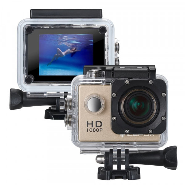 icefox® FHD Unterwasser-Action-Kamera, 12MP, 1080P, wasserdichte HD-Kamera mit 170° Weitwinkel, 1,5 Zoll-Display, 900mAh Batterie und Zubehör-Kitt für zum Tauchen, zumFahrrad fahren, zum Motorrad fahren und zum Schwimmen (Golden)-37