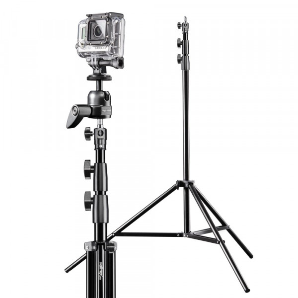 Mantona Airview Stativ für GoPro 3,55 inkl. Lampenstativ 290cm/Kugelkopf mit Stativadapter-39