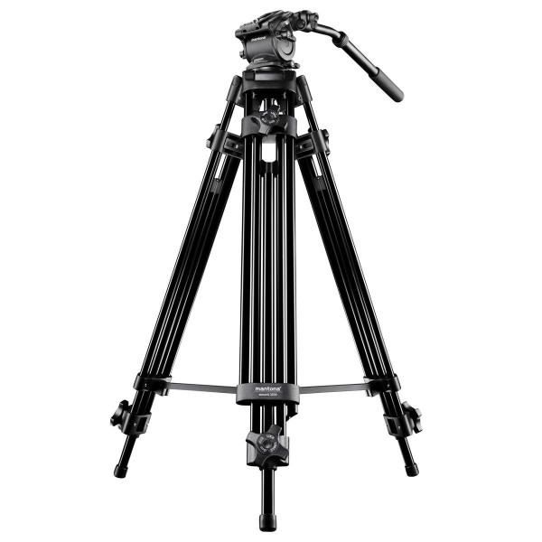 Mantona Dolomit 1200 Videostativ 158 cm (inkl. Fluid-Neiger, Wasserwaage, Schnellwechselplatte) für DSLR und Videokamera-35