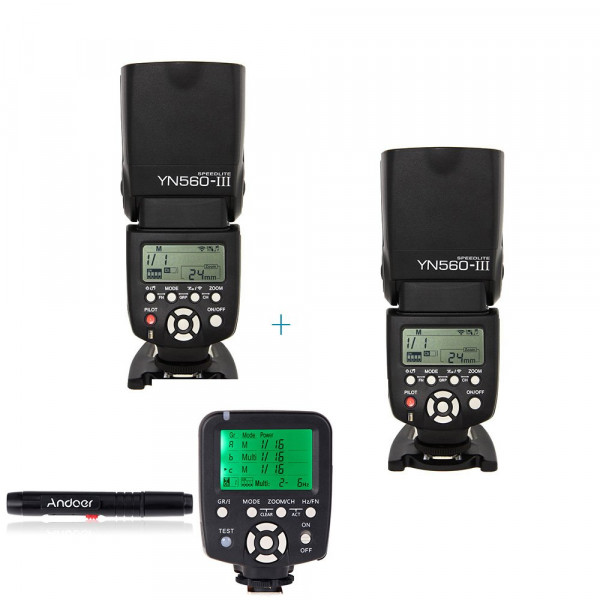 Yongnuo 2pcs YN560-III Speedlite Blitzgerät Unterstützen RF-602/603 und Yongnuo YN560-TX Wireless Flash Controller und Steuerungsgerät nur für Nikon und Andoer® Reinigungsstift-39