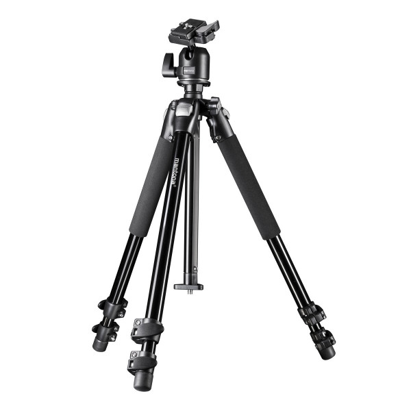 Mantona Pro Makro II Dreibeinstativ (inkl. Kugelkopf, Bodenadapter für Makrofotografie, Tragkraft 5kg)-310