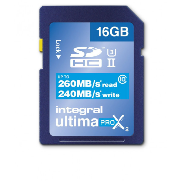 Integral SDHC 16GB Class 10 UltimaPro X UHS-2 class 3 Speicherkarte bis zu 260/240 MB/s read/write-32