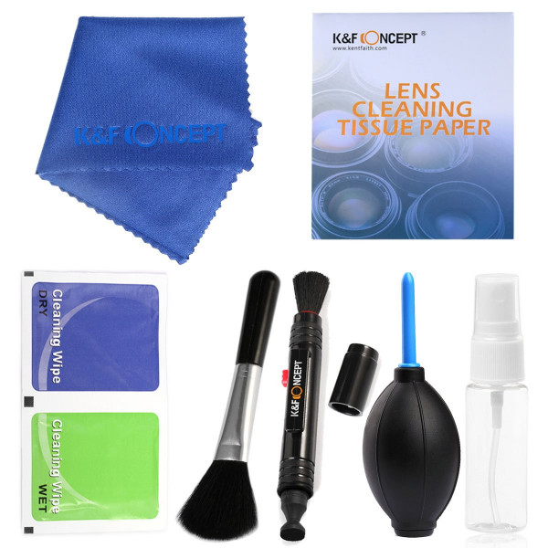 KandF Concept® Objektiv Reinigungsset,Kamera Reinigungsset,Reinigungsset für Kameras,Reinigungsset dslr,Reinigungsset Spiegelreflexkamera,Reinigungspinsel + Reinigungstuch + Reinigungspapier + Luft Gebläse Reiniger + Handlich Leere Sprühflasche-37