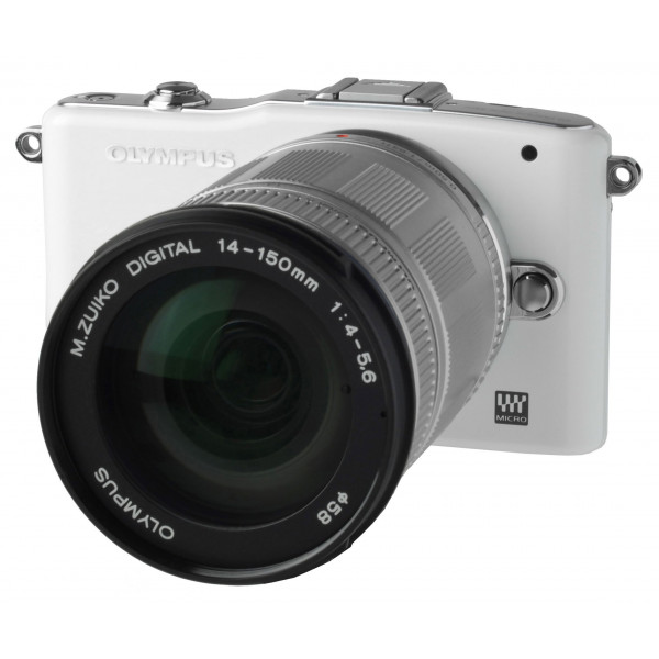 Olympus Pen E-PM1 Systemkamera (12 Megapixel, 7,6 cm (3 Zoll) Display, bildstabilisiert) weiß mit 14-150mm Objektiv silber-32