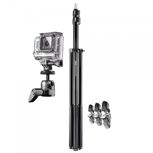 Mantona Airview Drive Stativ für GoPro Kamera inkl. Lampenstativ mit Stativrollen, Stativadapter und Kugelkopf-36