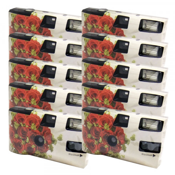 Einwegkamera / Hochzeitskamera Rote Rosen (27 Fotos, Blitz, 10-er Pack)-35