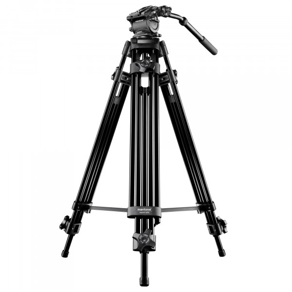 Mantona Dolomit 1300 Videostativ, 188 cm (inkl. Fluid-Neiger mit Wasserwaage, Schnellwechselplatte, Schwenkgriff, Transporttasche) für DSLR und Videokamera-35