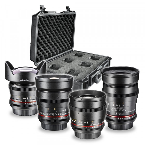Walimex Pro Video und Foto-Objektiv-Set FF Basisset für Sony E-Mount Bajonett (35 mm 1:1,5 Objektiv, 85 mm 1:1,5 Objektiv, Weitwinkelobjektiv 14 mm 1:3,1, 24 mm 1:1,5 Objektiv und Objektivkoffer)-35