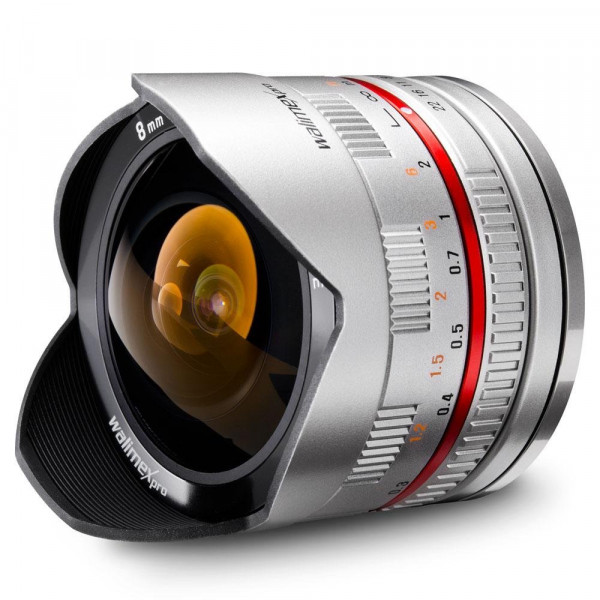 Walimex Pro 8mm 1:2,8 CSC Fish-Eye-Objektiv (feste Gegenlichtblende, UMC Linsen, große Tiefenschärfe) für Samsung NX Objektivbajonett silber-37