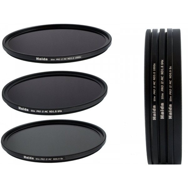 Haida Slim PRO II Digital MC Neutral Graufilter Set bestehend aus ND8, ND64, ND1000 Filtern 49 mm inkl. Stack Cap Filtercontainer + Pro Lens Cap mit Innengriff-37