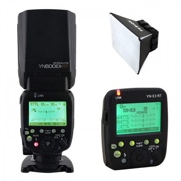 Yongnuo YN600EX-RT TTL HSS Blitzgeräte Speedlite + YN-E3-RT Funkauslöser mit TARION Softbox-37