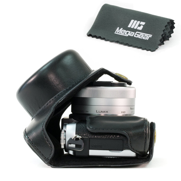 MegaGear Leder Kameratasche für Panasonic Lumix DMC-GF7 mit 12-32mm Kompakte Systemkamera (Schwarz)-34