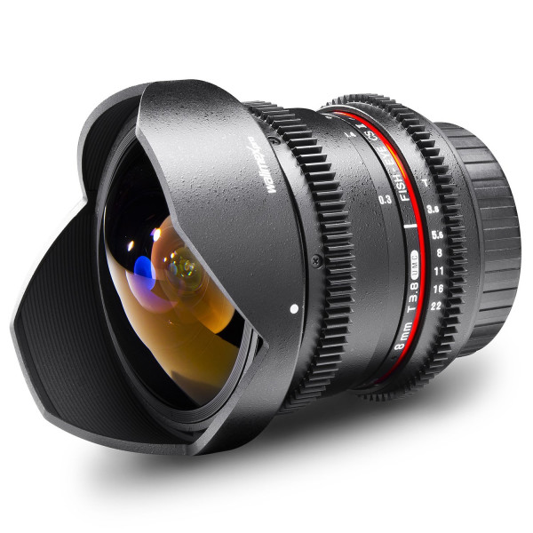 Walimex Pro 8 mm 1:3,8 VDSLR Fish-Eye II Objektiv Foto und Video (abnehmbare Gegenlichtblende, IF, Zahnkranz, stufenlose Blende und Fokus) für Olympus Four Thirds Objektivbajonett schwarz-37