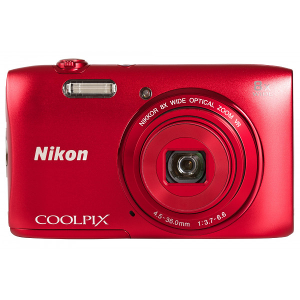 Nikon Coolpix S3600 Digitalkamera (20 Megapixel, 8-fach opt. Weitwinkel-Zoom, 6,9 cm (2,7 Zoll) TFT-LCD-Display, bildstabilisiert, Dynamic-Fine-Zoom, HD) rot-315