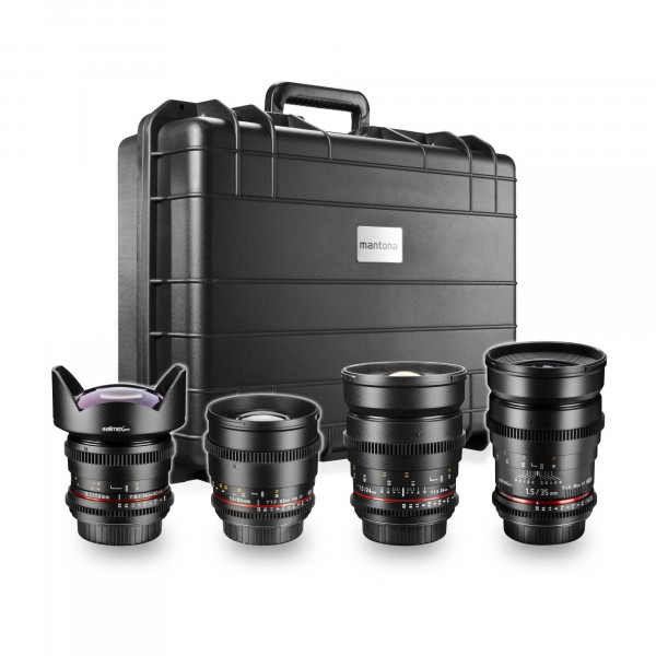 Walimex Pro VDSLR FF Video-Objektiv-Set (inkl. 35mm Objektiv, 14mm Objektiv, 85mm Objektiv, 24mm Objektiv) für Canon Vollformat-36