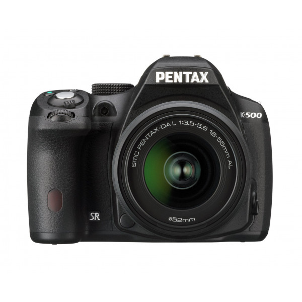 Pentax K 500 SLR-Digitalkamera (16 Megapixel, APS-C CMOS Sensor, 1080p, Full HD, 7,6 cm (3 Zoll) Display, Bildstabilisator) schwarz inkl. Objektiv DA L 18-55 mm-38