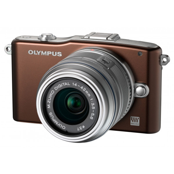 Olympus Pen E-PM1 Systemkamera (12 Megapixel, 7,6 cm (3 Zoll) Display, bildstabilisiert) braun mit 14-42mm Objektiv silber-34