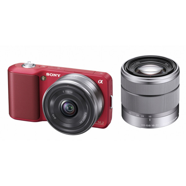 Sony NEX-3DR Systemkamera (14 Megapixel, Live View, HD Videoaufnahme) Kit rot inkl. 16mm und 18-55mm Objektiv-37