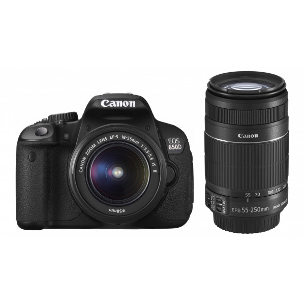 Canon EOS 650D Digital SLR-Kamera (18 Megapixel, 7,6 cm (3 Zoll) Display, Full HD, LiveView) inkl. Kit II EF S18-55mm IS und 55-250mm IS-31