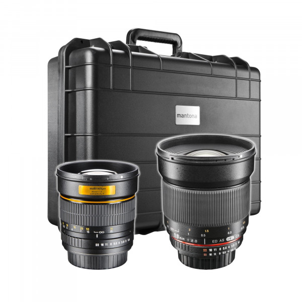 Walimex Pro Portrait-Panorama Set (16 mm/1:2,0 Weitwinkelobjektiv, 85 mm/1:1,4 Portraitobjektiv mit Koffer) für Canon-34
