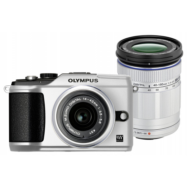 Olympus E-PL2 Systemkamera (12 Megapixel, 7,6 cm (3 Zoll) Display, bildstabilisiert) silber mit 14-42 mm and 40-150 mm Objektiven silber-35