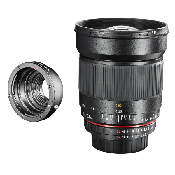 Walimex Pro 24mm 1:1,4 CSC-Weitwinkelobjektiv (Filtergewinde 77mm, IF, AS und ED-Linsen) für Pentax Q Objektivbajonett schwarz-310