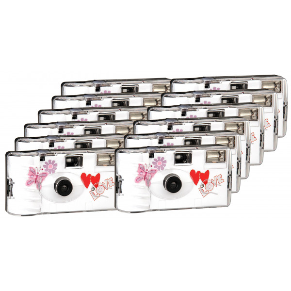 TopShot Love Hearts red Einwegkamera / Hochzeitskamera (27 Fotos, Blitz, 12-er Pack)-31