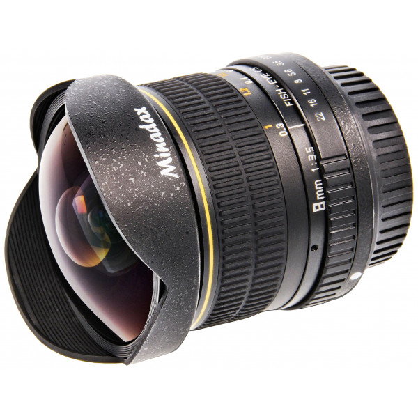 Minadax 8mm 1:3,5 Fisheyeobjektiv für Nikon D7100, D7000, D5200, D5100, D5000, D3200, D3100, D3000, D800, D700, D600, D300s, D300, D200, D100, D90, D80, D70s, D70, D60, D50, D40x, D40, D3 Serie, D2 Serie, D1 Serie für Digitale SLR Kameras + Neopren Objekt-39