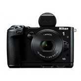 Nikon 1 V3 Systemkamera (18 Megapixel, 7,5 cm (3 Zoll) TFT-Display, Eletronischer Bildstabilisator, Full-HD-Videofunktion, USB) Kit inkl. 10-30mm Objektiv, Elektronischer Sucher und Handgriff