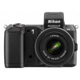 Nikon 1 V2 Systemkamera (14 Megapixel, 7,5 cm (3 Zoll) Display, Hybrid-Autofokus, superhochauflösender elektronischer Sucher, Full-HD Video) schwarz Kit inkl. 10-30 mm VR Objektiv