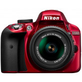 Nikon D3300 SLR-Digitalkamera Kit (24 Megapixel, 7,6 cm (3 Zoll) TFT-LCD-Display, Live View, Full-HD) inkl. AF-S DX 18-55 VR II Objektiv rot