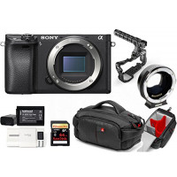 Kit Sony Digital Camera Alpha a6300 Mirrorless Digital Camera + Metabones Adapter EF to Emount MB EF-E-BT4 + Memory Card Sandisk 64GB + Cage 8Sinn with Handle + Bag CC-191 + 2 Batteries HL XW50 + 1 Battery Charger-21