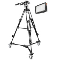 Mantona Reportage Set inkl. EL-9901 Video Stativ, Stativwagen und Bi-Color LED 209-22