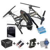 Yuneec Typhoon Q500 4K Black Edition Koffer Steuerung 2 Akkus CG03 Steadygrip Fluguhr Flytimer Copter-Card-22