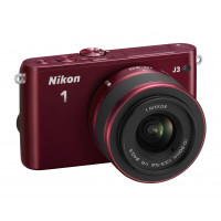 Nikon 1 J3 Systemkamera (14 Megapixel, 7,5 cm (3 Zoll) LCD-Display, Full HD) Kit inkl. 1 Nikkor 10-30 mm VR-Objektiv rot-22
