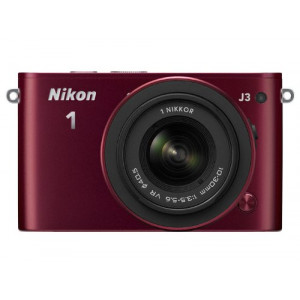 Nikon 1 J3 Systemkamera (14 Megapixel, 7,5 cm (3 Zoll) LCD-Display, Full HD) Kit inkl. 1 Nikkor 10-30 mm VR-Objektiv rot-22